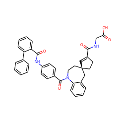 O=C(O)CNC(=O)C1=C[C@]2(CC1)CCN(C(=O)c1ccc(NC(=O)c3ccccc3-c3ccccc3)cc1)c1ccccc1C2 ZINC000026840658