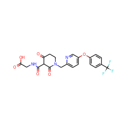 O=C(O)CNC(=O)C1C(=O)CCN(Cc2ccc(Oc3ccc(C(F)(F)F)cc3)cn2)C1=O ZINC000208057887