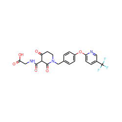 O=C(O)CNC(=O)C1C(=O)CCN(Cc2ccc(Oc3ccc(C(F)(F)F)cn3)cc2)C1=O ZINC000208048887