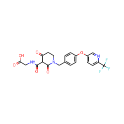 O=C(O)CNC(=O)C1C(=O)CCN(Cc2ccc(Oc3ccc(C(F)(F)F)nc3)cc2)C1=O ZINC000208094625