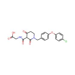 O=C(O)CNC(=O)C1C(=O)CCN(Cc2ccc(Oc3ccc(Cl)cc3)cc2)C1=O ZINC000208161017