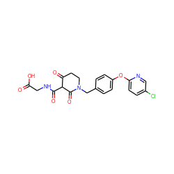 O=C(O)CNC(=O)C1C(=O)CCN(Cc2ccc(Oc3ccc(Cl)cn3)cc2)C1=O ZINC000208177086