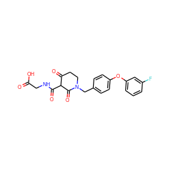 O=C(O)CNC(=O)C1C(=O)CCN(Cc2ccc(Oc3cccc(F)c3)cc2)C1=O ZINC000208160853