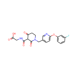 O=C(O)CNC(=O)C1C(=O)CCN(Cc2ccc(Oc3cccc(F)c3)nc2)C1=O ZINC000208160746