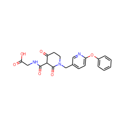 O=C(O)CNC(=O)C1C(=O)CCN(Cc2ccc(Oc3ccccc3)nc2)C1=O ZINC000208144229