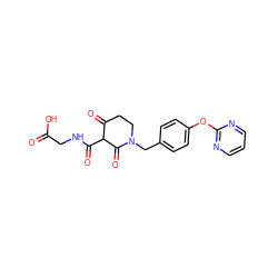 O=C(O)CNC(=O)C1C(=O)CCN(Cc2ccc(Oc3ncccn3)cc2)C1=O ZINC000208153067