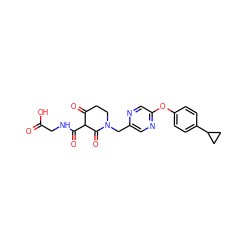 O=C(O)CNC(=O)C1C(=O)CCN(Cc2cnc(Oc3ccc(C4CC4)cc3)cn2)C1=O ZINC000208111155