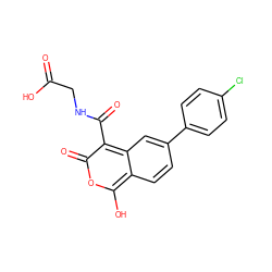 O=C(O)CNC(=O)c1c(=O)oc(O)c2ccc(-c3ccc(Cl)cc3)cc12 ZINC000114875918