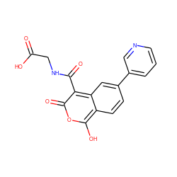 O=C(O)CNC(=O)c1c(=O)oc(O)c2ccc(-c3cccnc3)cc12 ZINC000114872426