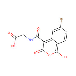 O=C(O)CNC(=O)c1c(=O)oc(O)c2ccc(Br)cc12 ZINC000165968882