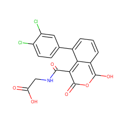 O=C(O)CNC(=O)c1c(=O)oc(O)c2cccc(-c3ccc(Cl)c(Cl)c3)c12 ZINC000166197903