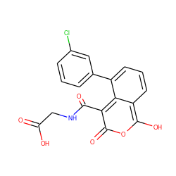 O=C(O)CNC(=O)c1c(=O)oc(O)c2cccc(-c3cccc(Cl)c3)c12 ZINC000114873272