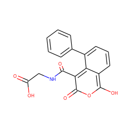 O=C(O)CNC(=O)c1c(=O)oc(O)c2cccc(-c3ccccc3)c12 ZINC000114870748