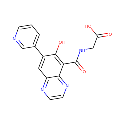 O=C(O)CNC(=O)c1c(O)c(-c2cccnc2)cc2nccnc12 ZINC000103265008