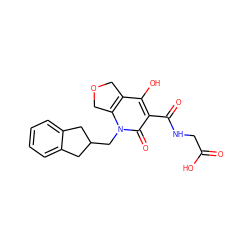 O=C(O)CNC(=O)c1c(O)c2c(n(CC3Cc4ccccc4C3)c1=O)COC2 ZINC000103265045