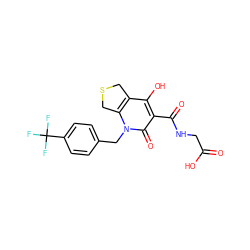 O=C(O)CNC(=O)c1c(O)c2c(n(Cc3ccc(C(F)(F)F)cc3)c1=O)CSC2 ZINC000103265047