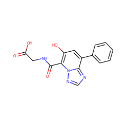 O=C(O)CNC(=O)c1c(O)cc(-c2ccccc2)c2ncnn12 ZINC000116307700