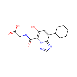 O=C(O)CNC(=O)c1c(O)cc(C2CCCCC2)c2ncnn12 ZINC000143947354