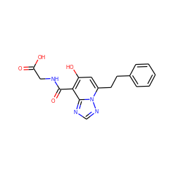 O=C(O)CNC(=O)c1c(O)cc(CCc2ccccc2)n2ncnc12 ZINC000116303839