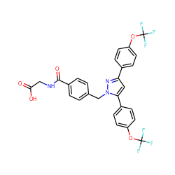 O=C(O)CNC(=O)c1ccc(Cn2nc(-c3ccc(OC(F)(F)F)cc3)cc2-c2ccc(OC(F)(F)F)cc2)cc1 ZINC000066058905