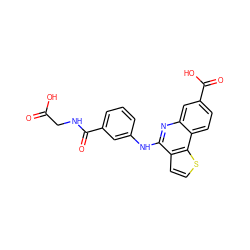 O=C(O)CNC(=O)c1cccc(Nc2nc3cc(C(=O)O)ccc3c3sccc23)c1 ZINC000167788099