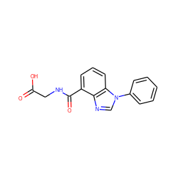 O=C(O)CNC(=O)c1cccc2c1ncn2-c1ccccc1 ZINC000045496540