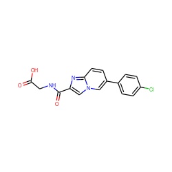 O=C(O)CNC(=O)c1cn2cc(-c3ccc(Cl)cc3)ccc2n1 ZINC000040584391