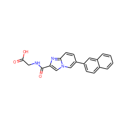 O=C(O)CNC(=O)c1cn2cc(-c3ccc4ccccc4c3)ccc2n1 ZINC000035328229