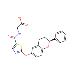 O=C(O)CNC(=O)c1cnc(Oc2ccc3c(c2)CC[C@@H](c2ccccc2)O3)s1 ZINC000145575848