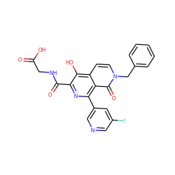 O=C(O)CNC(=O)c1nc(-c2cncc(F)c2)c2c(=O)n(Cc3ccccc3)ccc2c1O ZINC000169710933