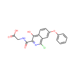 O=C(O)CNC(=O)c1nc(Cl)c2cc(Oc3ccccc3)ccc2c1O ZINC000090695057