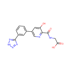 O=C(O)CNC(=O)c1ncc(-c2cccc(-c3nn[nH]n3)c2)cc1O ZINC000117534311