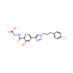 O=C(O)CNC(=O)c1ncc(-c2cn(CCCc3ccc(Cl)cc3)nn2)cc1O ZINC001772572846