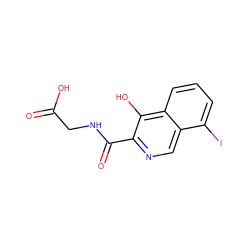 O=C(O)CNC(=O)c1ncc2c(I)cccc2c1O ZINC000024800213