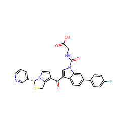 O=C(O)CNC(=O)n1cc(C(=O)c2ccn3c2CS[C@@H]3c2cccnc2)c2ccc(-c3ccc(F)cc3)cc21 ZINC000026733348