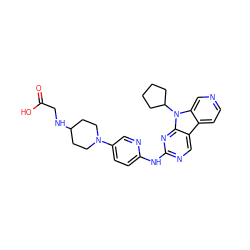 O=C(O)CNC1CCN(c2ccc(Nc3ncc4c5ccncc5n(C5CCCC5)c4n3)nc2)CC1 ZINC000169706926