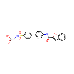 O=C(O)CNS(=O)(=O)c1ccc(-c2ccc(NC(=O)c3cc4ccccc4o3)cc2)cc1 ZINC000028463578