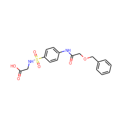 O=C(O)CNS(=O)(=O)c1ccc(NC(=O)COCc2ccccc2)cc1 ZINC000029343511