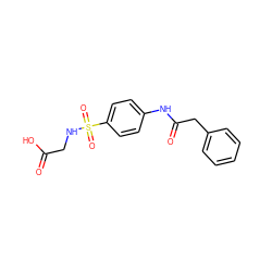 O=C(O)CNS(=O)(=O)c1ccc(NC(=O)Cc2ccccc2)cc1 ZINC000029342818