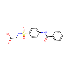 O=C(O)CNS(=O)(=O)c1ccc(NC(=O)c2ccccc2)cc1 ZINC000000022062