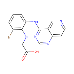 O=C(O)CNc1c(Br)cccc1Nc1ncnc2ccncc12 ZINC000029132924