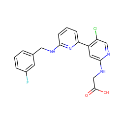 O=C(O)CNc1cc(-c2cccc(NCc3cccc(F)c3)n2)c(Cl)cn1 ZINC000169703786