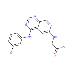 O=C(O)CNc1cc2c(Nc3cccc(Br)c3)ncnc2cn1 ZINC000003815050