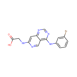 O=C(O)CNc1cc2ncnc(Nc3cccc(Br)c3)c2cn1 ZINC000003815102