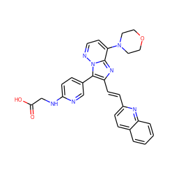 O=C(O)CNc1ccc(-c2c(/C=C/c3ccc4ccccc4n3)nc3c(N4CCOCC4)ccnn23)cn1 ZINC000223026313