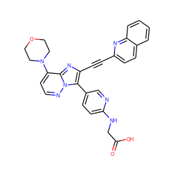O=C(O)CNc1ccc(-c2c(C#Cc3ccc4ccccc4n3)nc3c(N4CCOCC4)ccnn23)cn1 ZINC001772596738