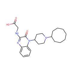 O=C(O)CNc1nc2ccccc2n(C2CCN(C3CCCCCCC3)CC2)c1=O ZINC000114764101