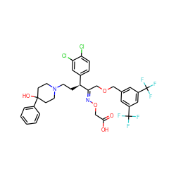 O=C(O)CO/N=C(\COCc1cc(C(F)(F)F)cc(C(F)(F)F)c1)[C@@H](CCN1CCC(O)(c2ccccc2)CC1)c1ccc(Cl)c(Cl)c1 ZINC000027983977