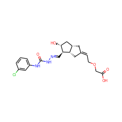 O=C(O)COC/C=C1/C[C@H]2C[C@@H](O)[C@H](/C=N/NC(=O)Nc3cccc(Cl)c3)[C@H]2C1 ZINC000026151168