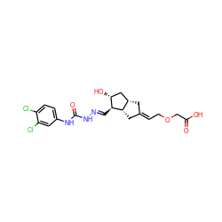 O=C(O)COC/C=C1\C[C@H]2C[C@@H](O)[C@H](/C=N/NC(=O)Nc3ccc(Cl)c(Cl)c3)[C@H]2C1 ZINC000026165179